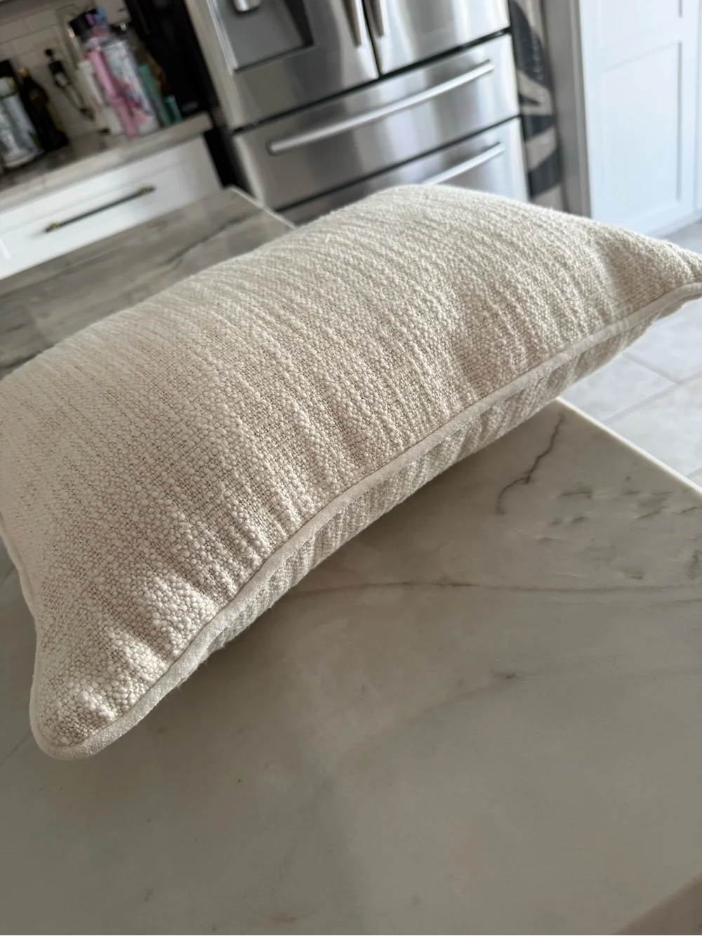 Holiday Noel Sequin Accent Pillow - Cream and silver